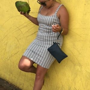 SOLD ‼️ Grey Striped Midi Dress